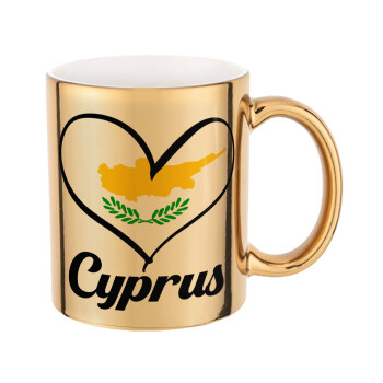 Cyprus flag, Mug ceramic, gold mirror, 330ml