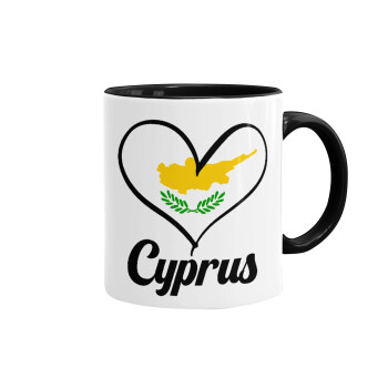 Cyprus flag, Mug colored black, ceramic, 330ml