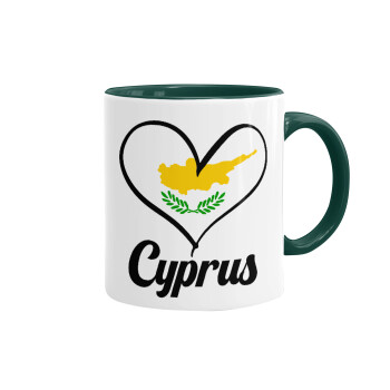 Cyprus flag, Κούπα χρωματιστή πράσινη, κεραμική, 330ml