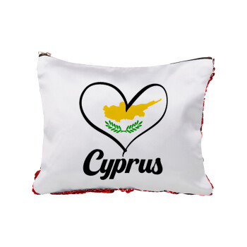 Cyprus flag, Red sequin cosmetic bag