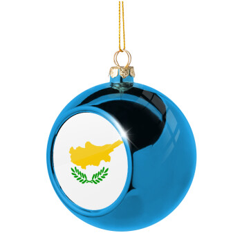 Cyprus flag, Blue Christmas tree ball ornament 8cm