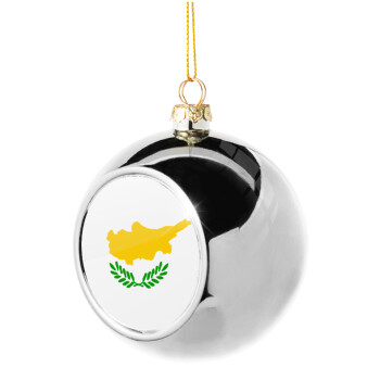 Cyprus flag, Χριστουγεννιάτικη μπάλα δένδρου Ασημένια 8cm