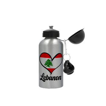 Lebanon flag, Metallic water jug, Silver, aluminum 500ml
