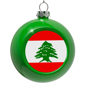 Lebanon flag, Green Christmas tree ornament bauble 8cm