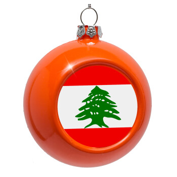 Lebanon flag, Στολίδι Χριστουγεννιάτικη μπάλα δένδρου Πορτοκαλί 8cm