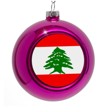 Lebanon flag, Purple Christmas tree ornament bauble 8cm