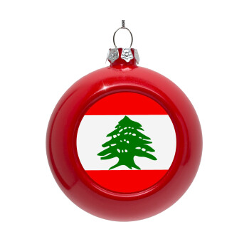 Lebanon flag, Red Christmas tree ornament bauble 8cm