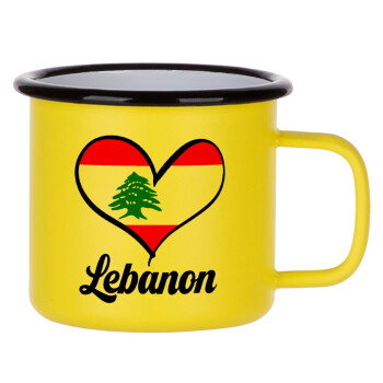 Lebanon flag, Metallic enamel MATT Yellow cup 360ml