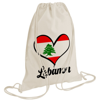 Lebanon flag, Backpack bag GYMBAG natural (28x40cm)