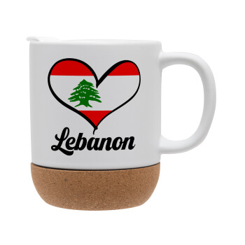 Lebanon flag, Κούπα, κεραμική με βάση φελού και καπάκι (ΜΑΤ), 330ml (1 τεμάχιο)