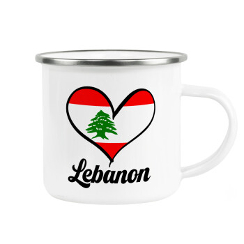 Lebanon flag, Metallic enamel cup white 360ml