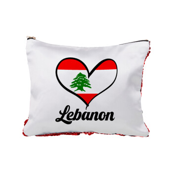 Lebanon flag, Red sequin cosmetic bag