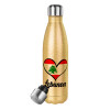 Glitter gold stainless steel thermos bottle, double-walled, 500ml