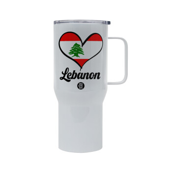 Lebanon flag, Mega Stainless steel Tumbler with lid, double wall 750L