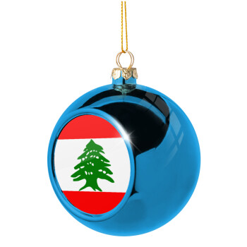 Lebanon flag, Χριστουγεννιάτικη μπάλα δένδρου Μπλε 8cm