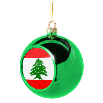 Lebanon flag, Green Christmas tree ornament ball 8cm