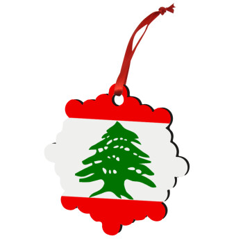 Lebanon flag, Στολίδι Χριστουγεννιάτικο στολίδι snowflake ξύλινο 7.5cm