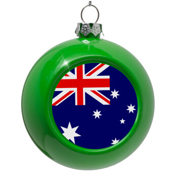 Australia flag, Green Christmas tree ornament bauble 8cm