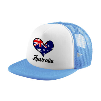 Australia flag, Καπέλο παιδικό Soft Trucker με Δίχτυ ΓΑΛΑΖΙΟ/ΛΕΥΚΟ (POLYESTER, ΠΑΙΔΙΚΟ, ONE SIZE)