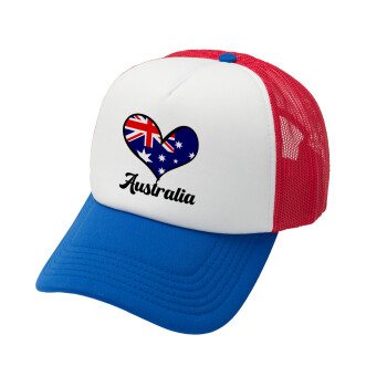 Australia flag, Καπέλο Ενηλίκων Soft Trucker με Δίχτυ Red/Blue/White (POLYESTER, ΕΝΗΛΙΚΩΝ, UNISEX, ONE SIZE)