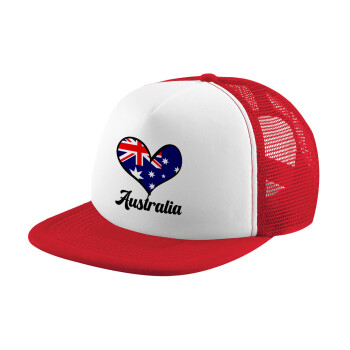 Australia flag, Καπέλο Ενηλίκων Soft Trucker με Δίχτυ Red/White (POLYESTER, ΕΝΗΛΙΚΩΝ, UNISEX, ONE SIZE)