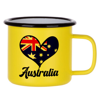 Australia flag, Metallic enamel MATT Yellow cup 360ml