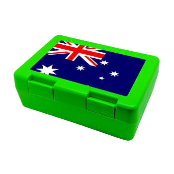 Australia flag, Children's cookie container GREEN 185x128x65mm (BPA free plastic)