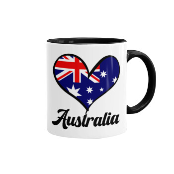 Australia flag, Mug colored black, ceramic, 330ml
