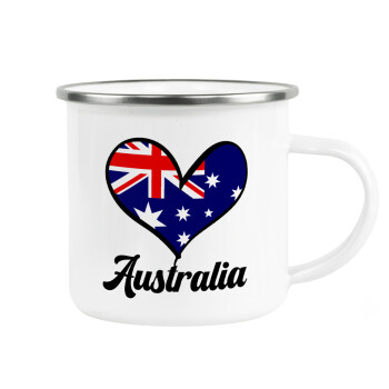 Australia flag, Metallic enamel cup white 360ml