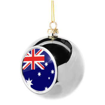 Australia flag, Χριστουγεννιάτικη μπάλα δένδρου Ασημένια 8cm