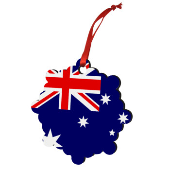 Australia flag, Στολίδι Χριστουγεννιάτικο στολίδι snowflake ξύλινο 7.5cm