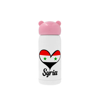 Syria flag, Pink stainless steel thermal flask, 320ml