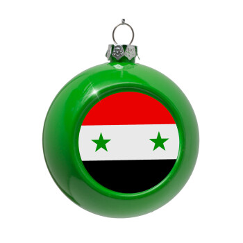 Syria flag, Στολίδι Χριστουγεννιάτικη μπάλα δένδρου Πράσινο 8cm