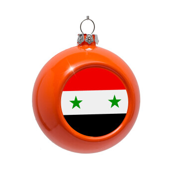 Syria flag, Στολίδι Χριστουγεννιάτικη μπάλα δένδρου Πορτοκαλί 8cm