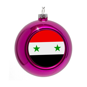 Syria flag, Purple Christmas tree ornament bauble 8cm