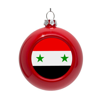 Syria flag, Στολίδι Χριστουγεννιάτικη μπάλα δένδρου Κόκκινη 8cm