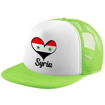 Syria flag, Adult Soft Trucker Hat with Mesh GREEN/WHITE (POLYESTER, ADULT, ONE SIZE)