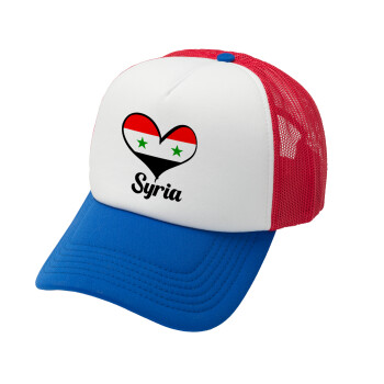 Syria flag, Καπέλο Ενηλίκων Soft Trucker με Δίχτυ Red/Blue/White (POLYESTER, ΕΝΗΛΙΚΩΝ, UNISEX, ONE SIZE)