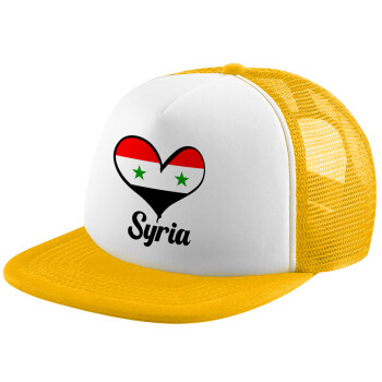 Syria flag, Καπέλο Ενηλίκων Soft Trucker με Δίχτυ Κίτρινο/White (POLYESTER, ΕΝΗΛΙΚΩΝ, UNISEX, ONE SIZE)
