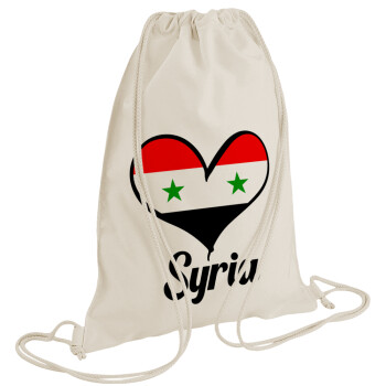 Syria flag, Backpack bag GYMBAG natural (28x40cm)