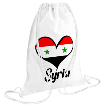 Syria flag, Backpack pouch GYMBAG white (28x40cm)