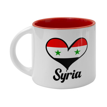 Syria flag, Κούπα κεραμική 400ml Λευκή/Κόκκινη