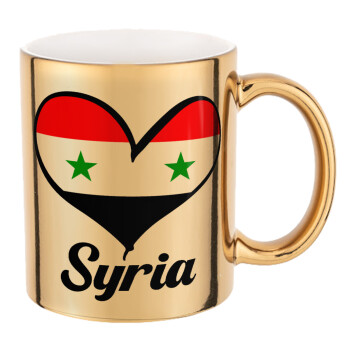 Syria flag, Mug ceramic, gold mirror, 330ml