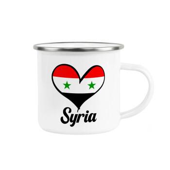 Syria flag, Metallic enamel cup white 360ml