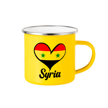 Syria flag, Yellow Enamel Metallic Cup 360ml