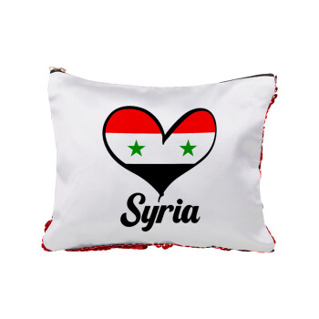 Syria flag, Red sequin cosmetic bag