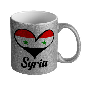 Syria flag, Κούπα Ασημένια Glitter που γυαλίζει, κεραμική, 330ml
