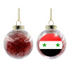 Transparent Christmas tree ball ornament with red filling 8cm