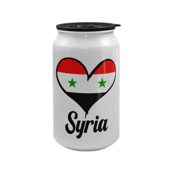 Syria flag, Κούπα ταξιδιού μεταλλική με καπάκι (tin-can) 500ml