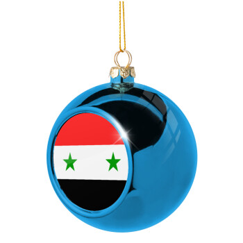 Syria flag, Χριστουγεννιάτικη μπάλα δένδρου Μπλε 8cm